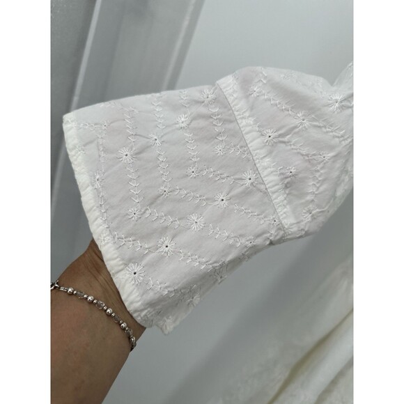 White Elegance Temple Dress Wedding Modest Church Maxi Bottom back Medium PLG - Picture 16 of 16